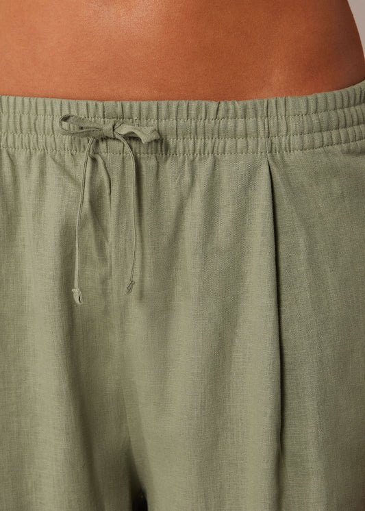 Linen and Viscose Palazzo Trousers