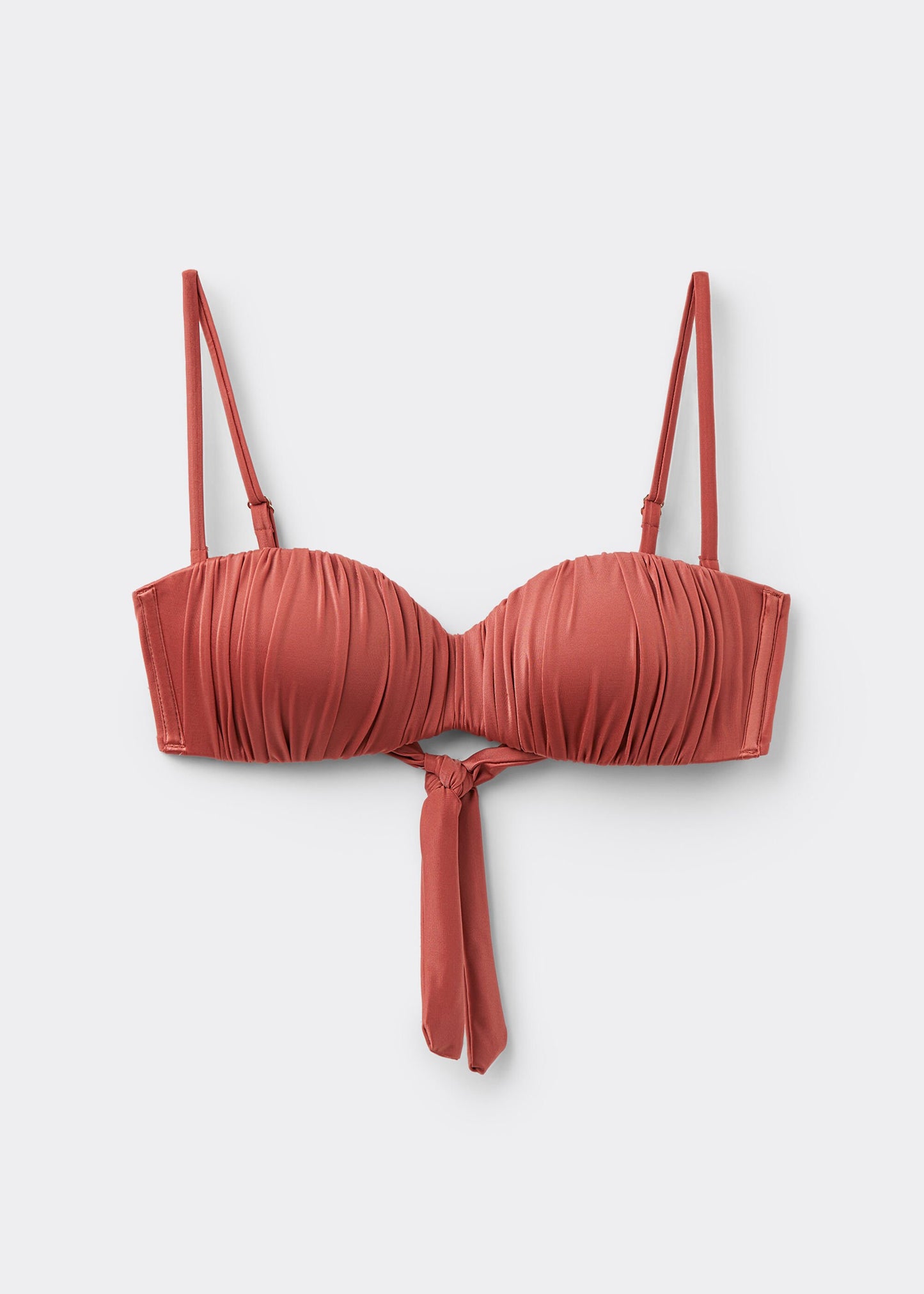 Graduated Padded Bandeau Bikini Top Shiny Satin