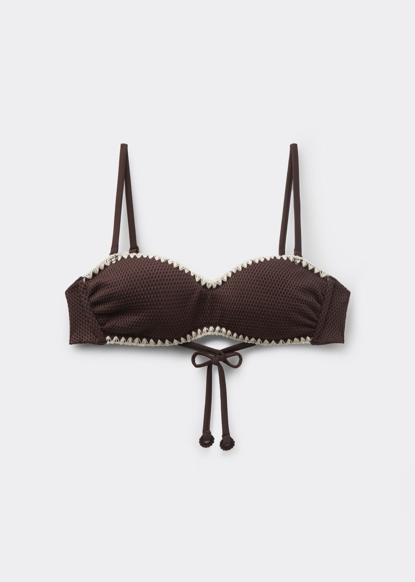 Bandeau Bikini Top Bicolor Embroidery