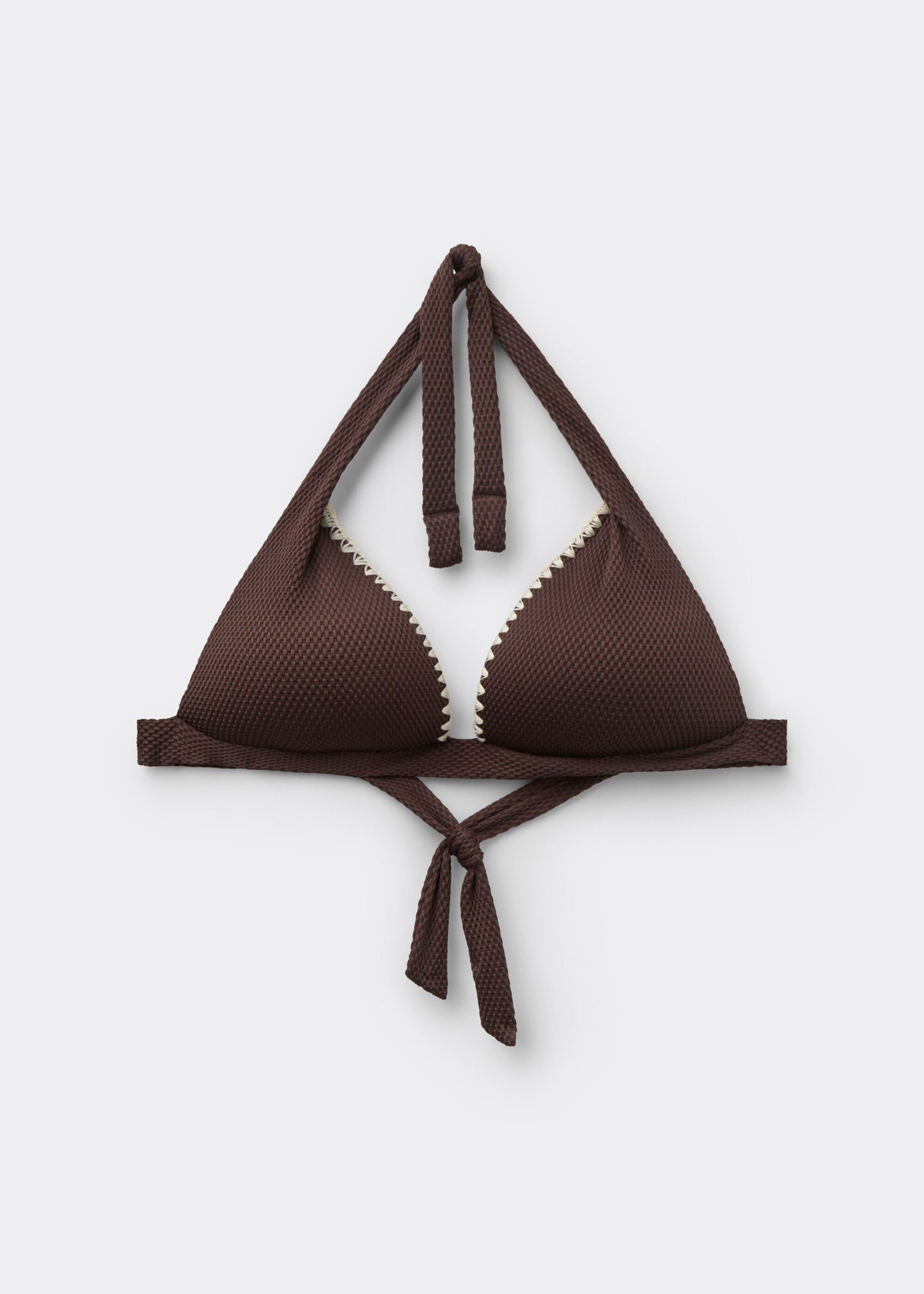 Padded Triangle Bikini Top Bicolor Embroidery