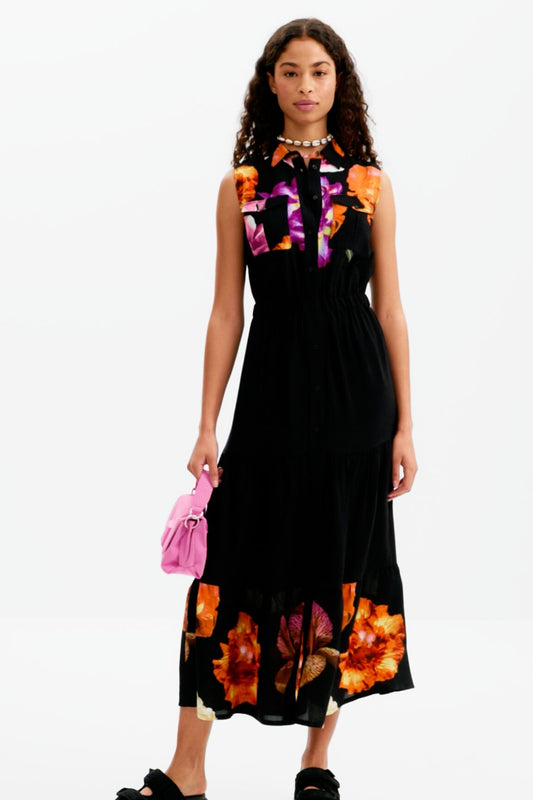Long floral shirt dress