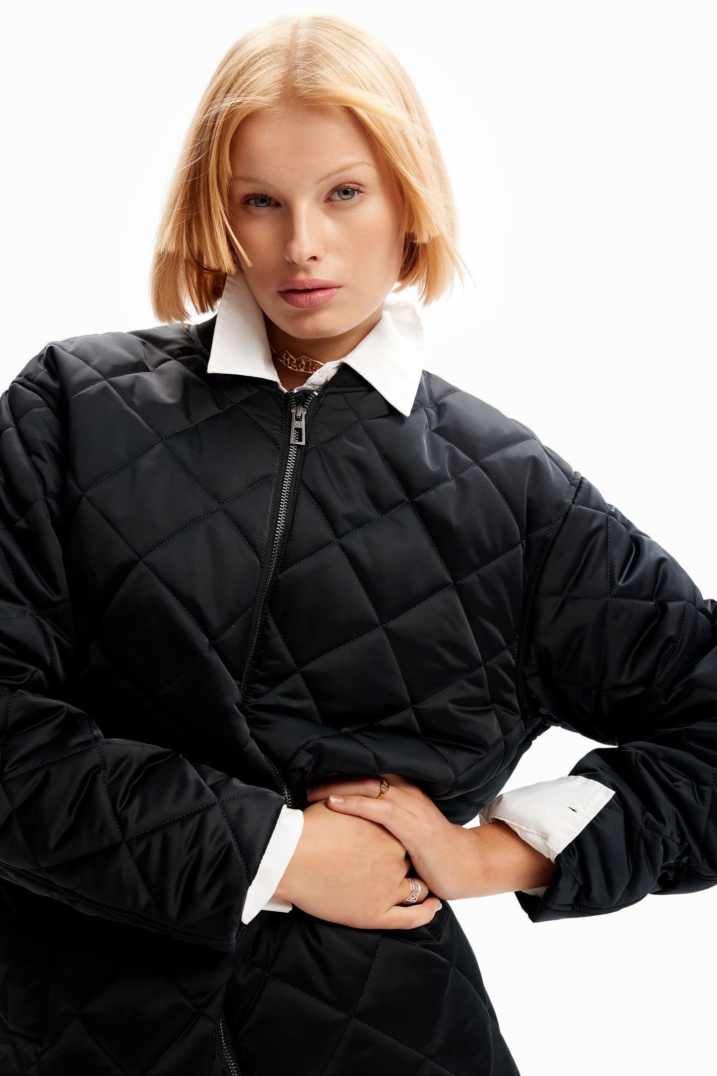 Long padded bomber jacket