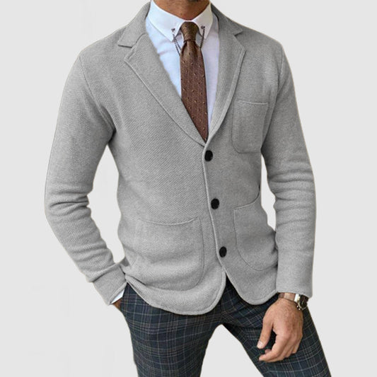 RÄUMUNGSVERKAUF Elegante Herren Strickjacke mit Revers und langen Ärmeln