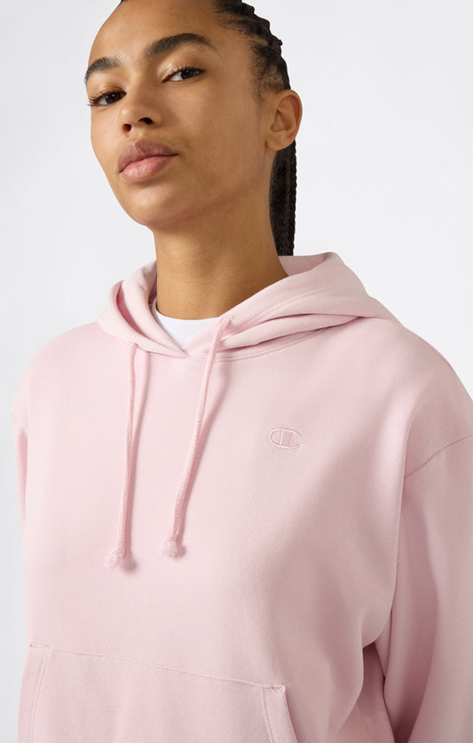 Leichter Kapuzenpullover für Damen mit tonalen gestickten C-Logo-Symbolen