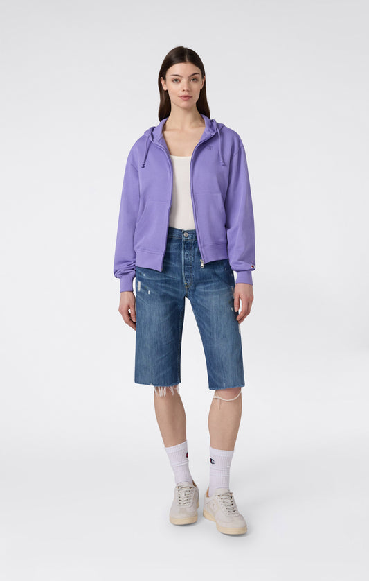 Damen Leichtes Kapuzen-Sweatshirt mit durchgehendem Reißverschluss und gestickten C-Logo-Symbolen in passendem Farbton