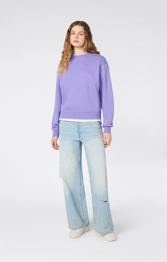 Damen Leichtgewicht-Rundhals-Sweatshirt mit tonalen gestickten C-Logo-Icons