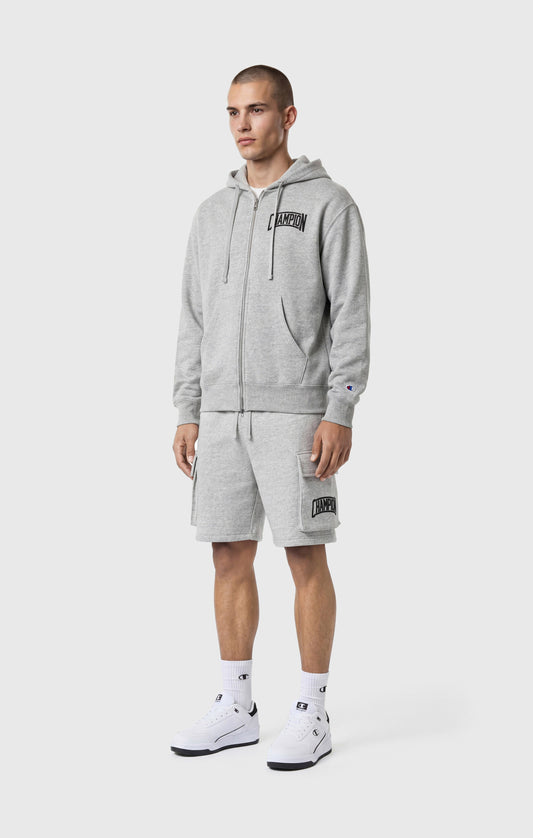 Men's Hooded Full Zip Sweatshirt With Brushed Interior And Puff Print Logo