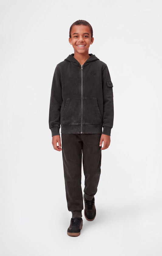 Boys' Washed Effect Full Zip Hooded Sweatshirt Icons