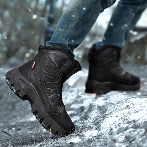 Herren Echtleder Warme Schneestiefel Wasserdicht Rutschfeste Winter-Wanderstiefel