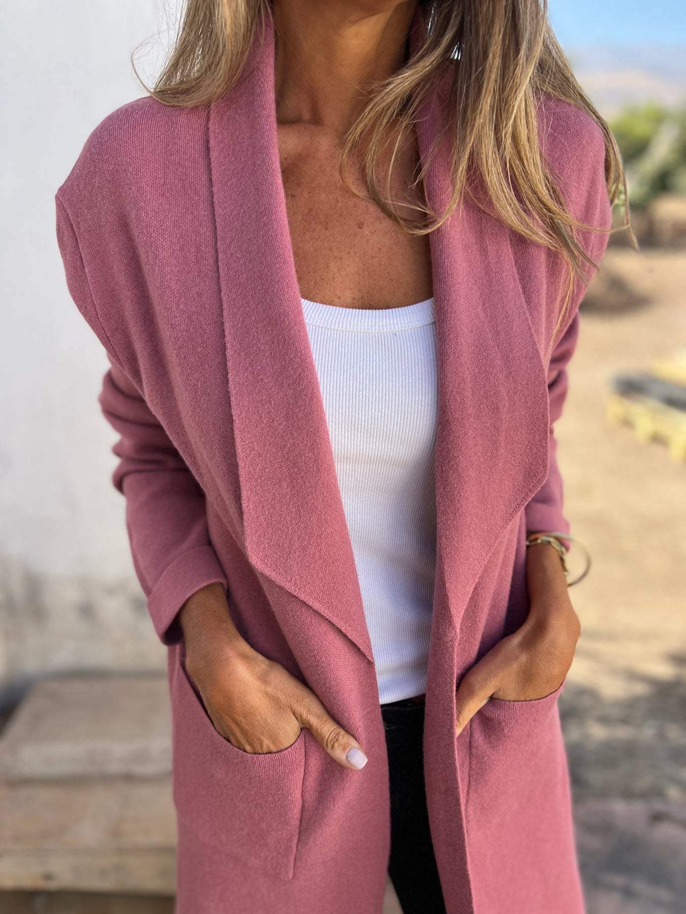 Freizeit-Cardigan mit Revers (2 kaufen, kostenloser Versand)