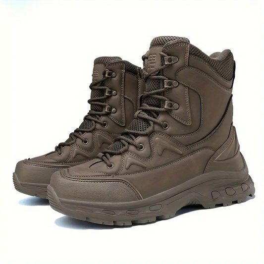 (Limited Time Discount 49% off)Men's Waterproof Ankle Support Tactical Boots Military Anti-Puncture Wide Toe Box Hiking Boots