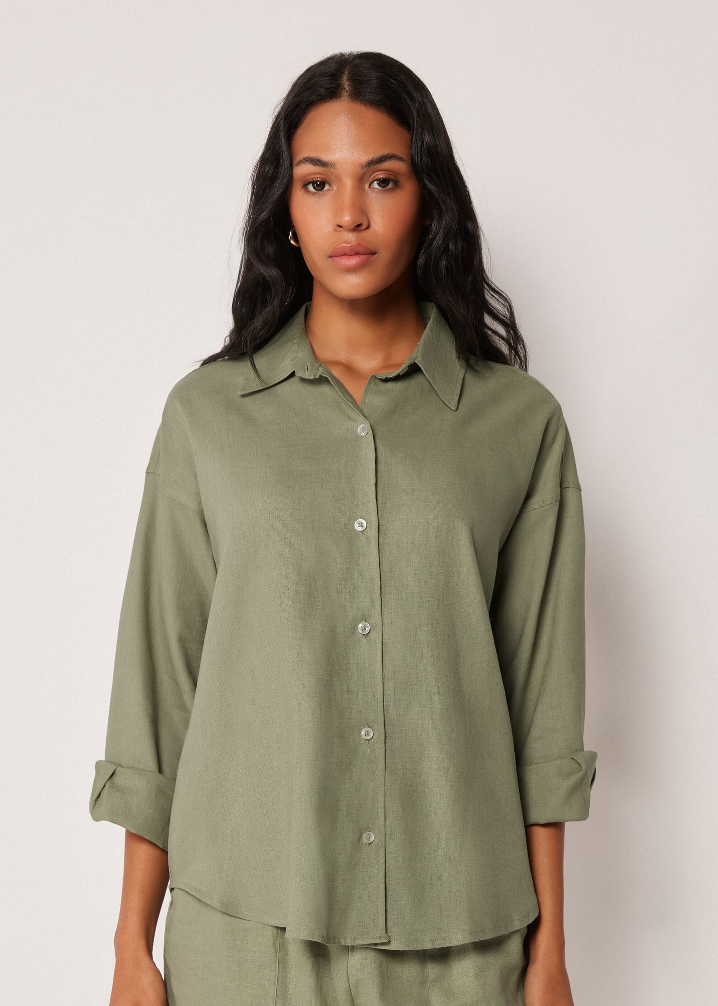 Short Linen and Viscose Shirt