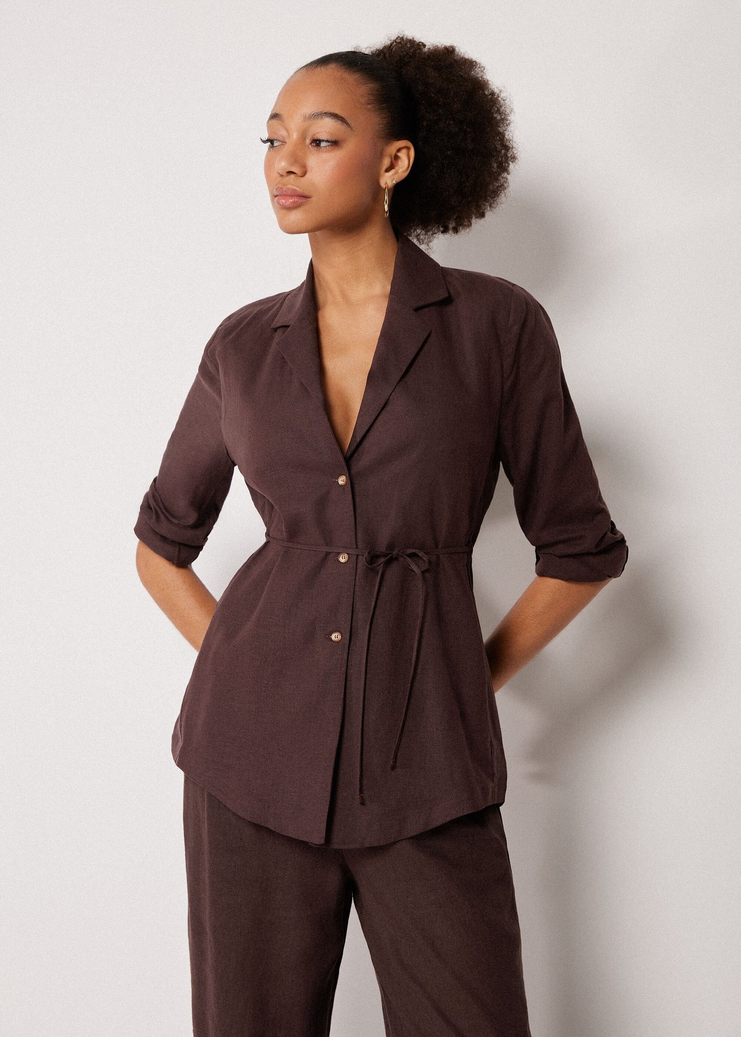 Loose fit jacket with linen