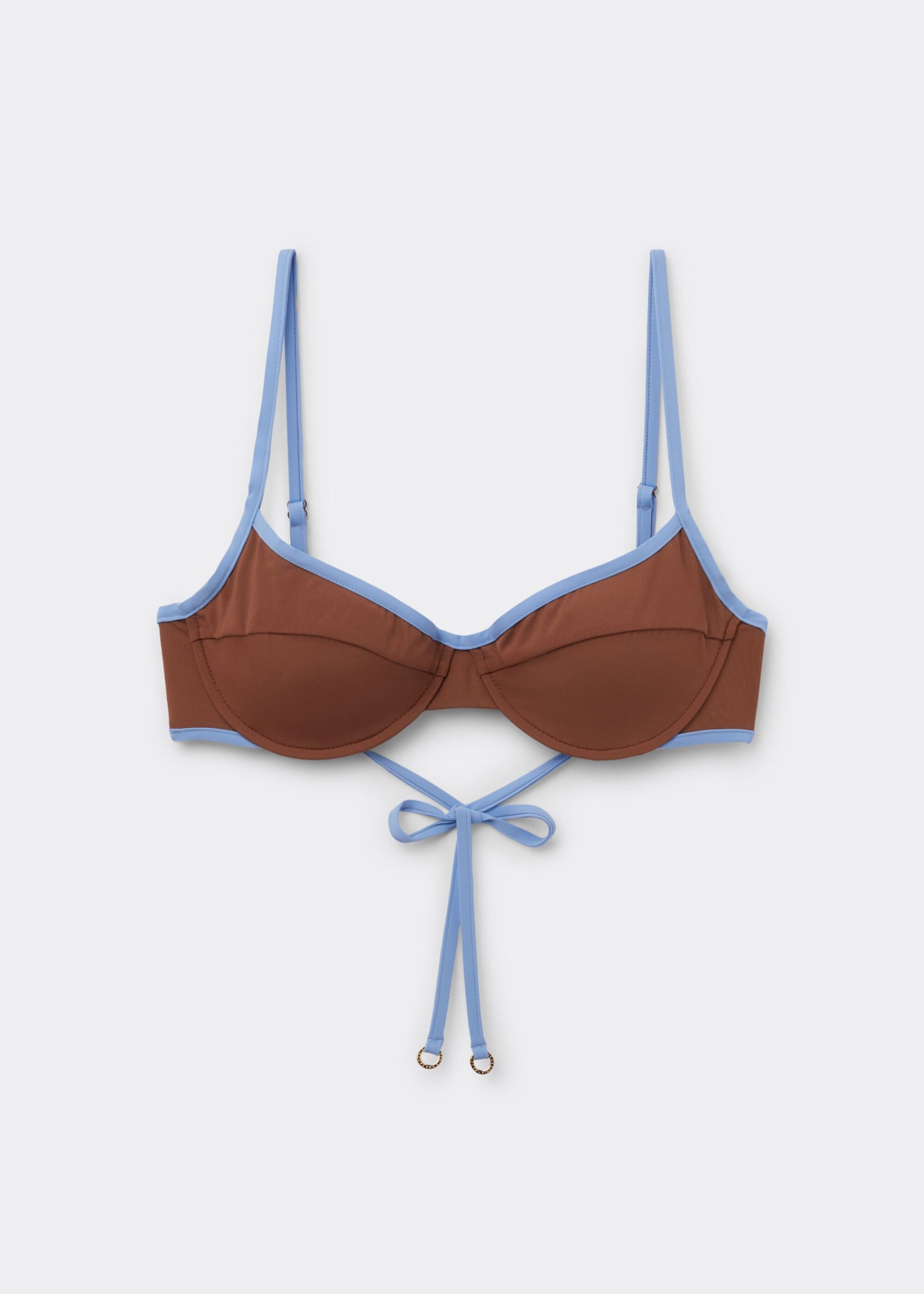 Bicolour Piping Balcony Bikini Top