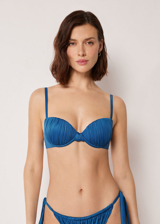 Padded Push-Up Bikini Top Shiny Satin