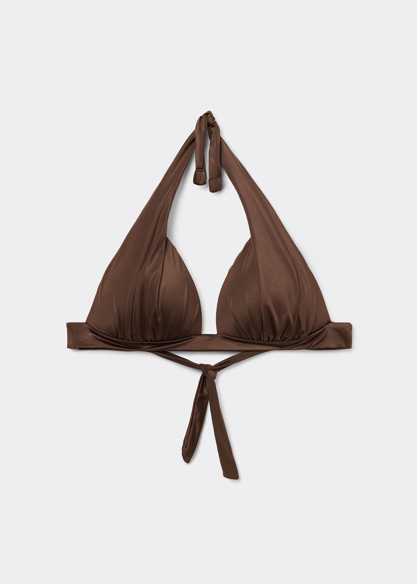 Graduated Padded Triangle Bikini Top Shiny Satin