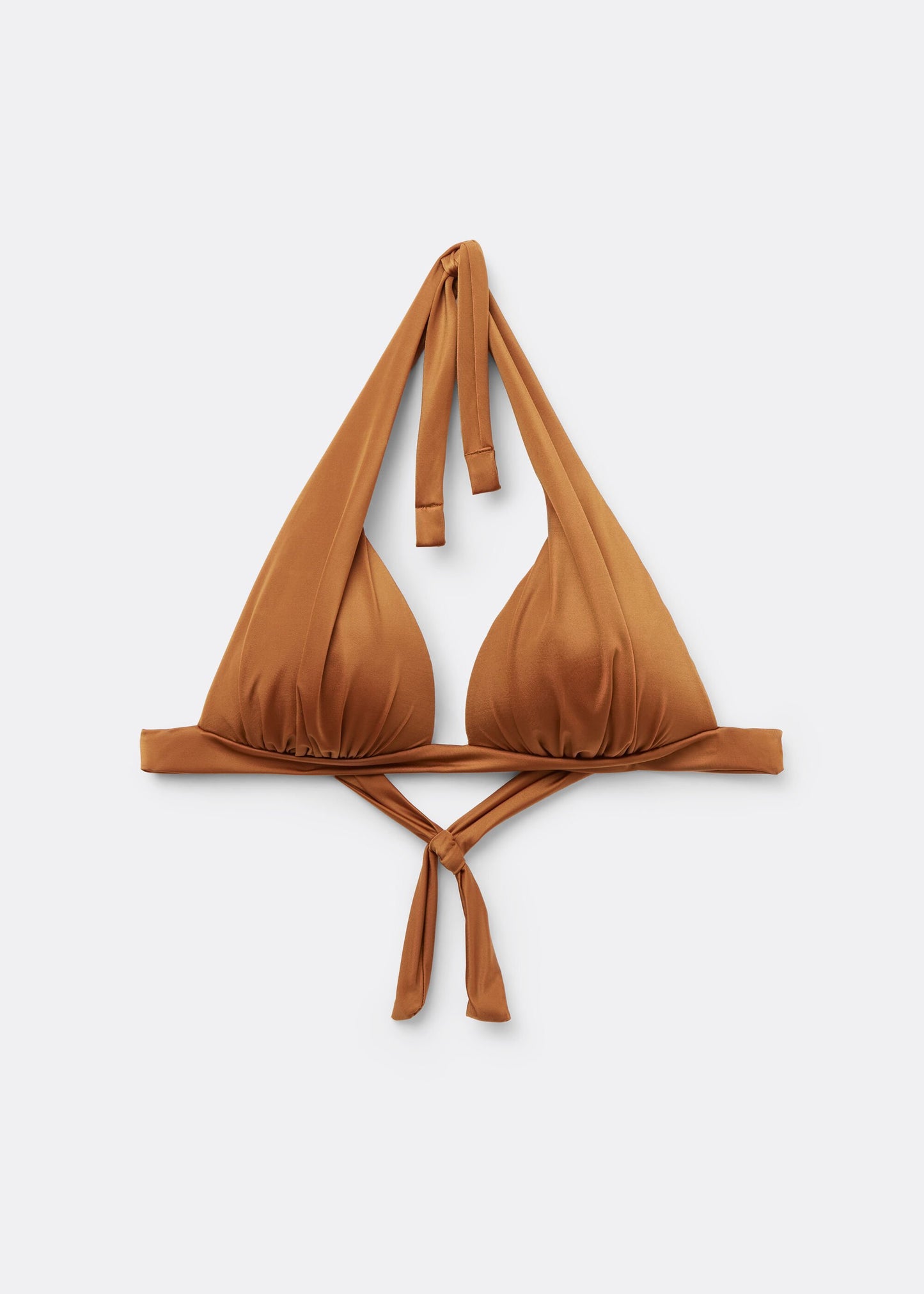 Graduated Padded Triangle Bikini Top Shiny Satin