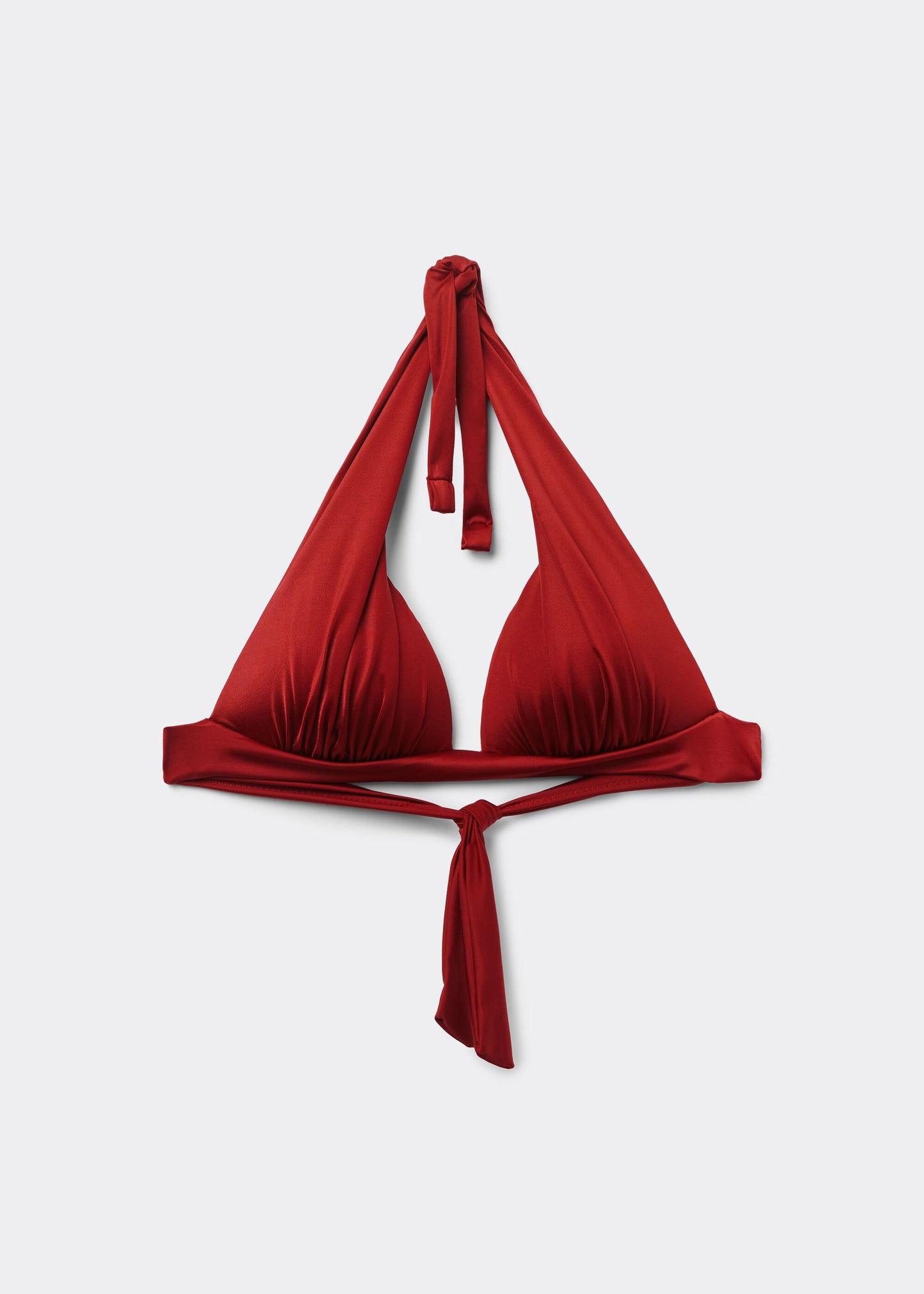 Graduated Padded Triangle Bikini Top Shiny Satin