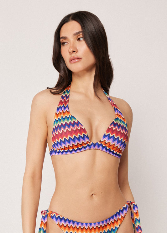 Padded Triangle Bikini Top Vibrant Chevron