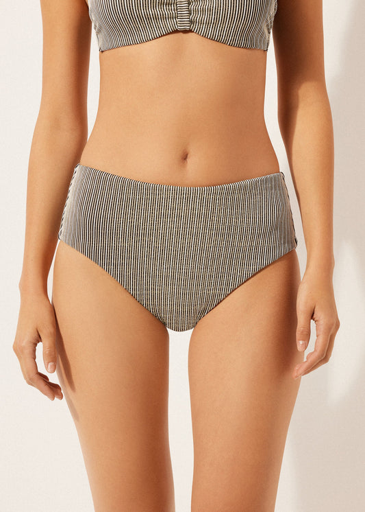 High-Waisted Bikini Bottoms Golden Stripes