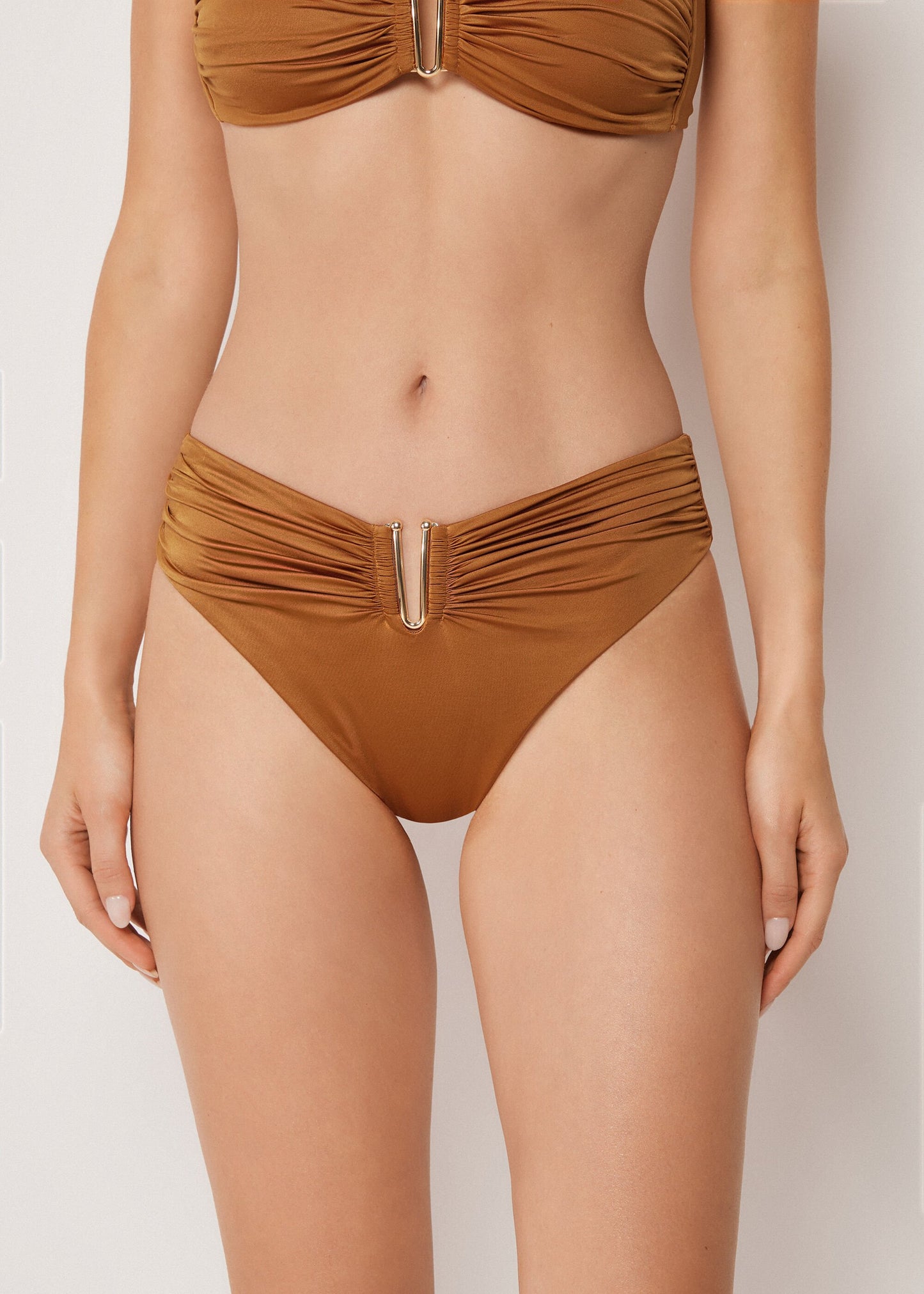 High-Waisted Bikini Bottoms Shiny Satin