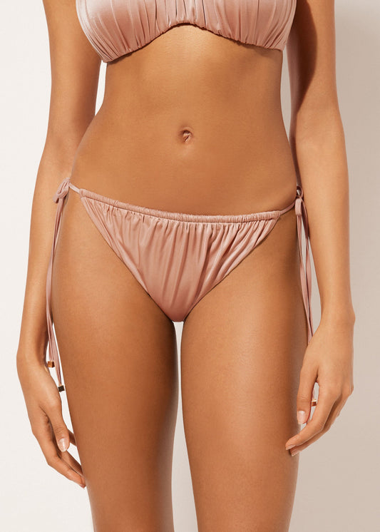 Tie Bikini Bottoms Shiny Satin