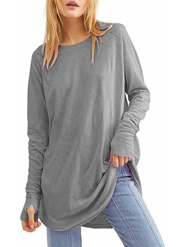 Damen lässige, lockere T-Shirts mit Daumenlöchern (3 kaufen, kostenloser Versand)