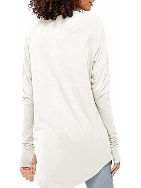Damen lässige, lockere T-Shirts mit Daumenlöchern (3 kaufen, kostenloser Versand)