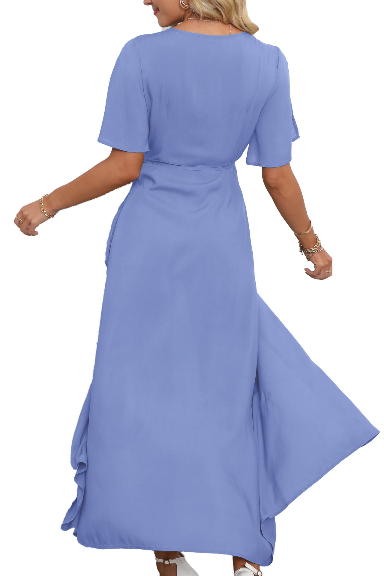 Maxikleid mit V-Ausschnitt und Schlitz