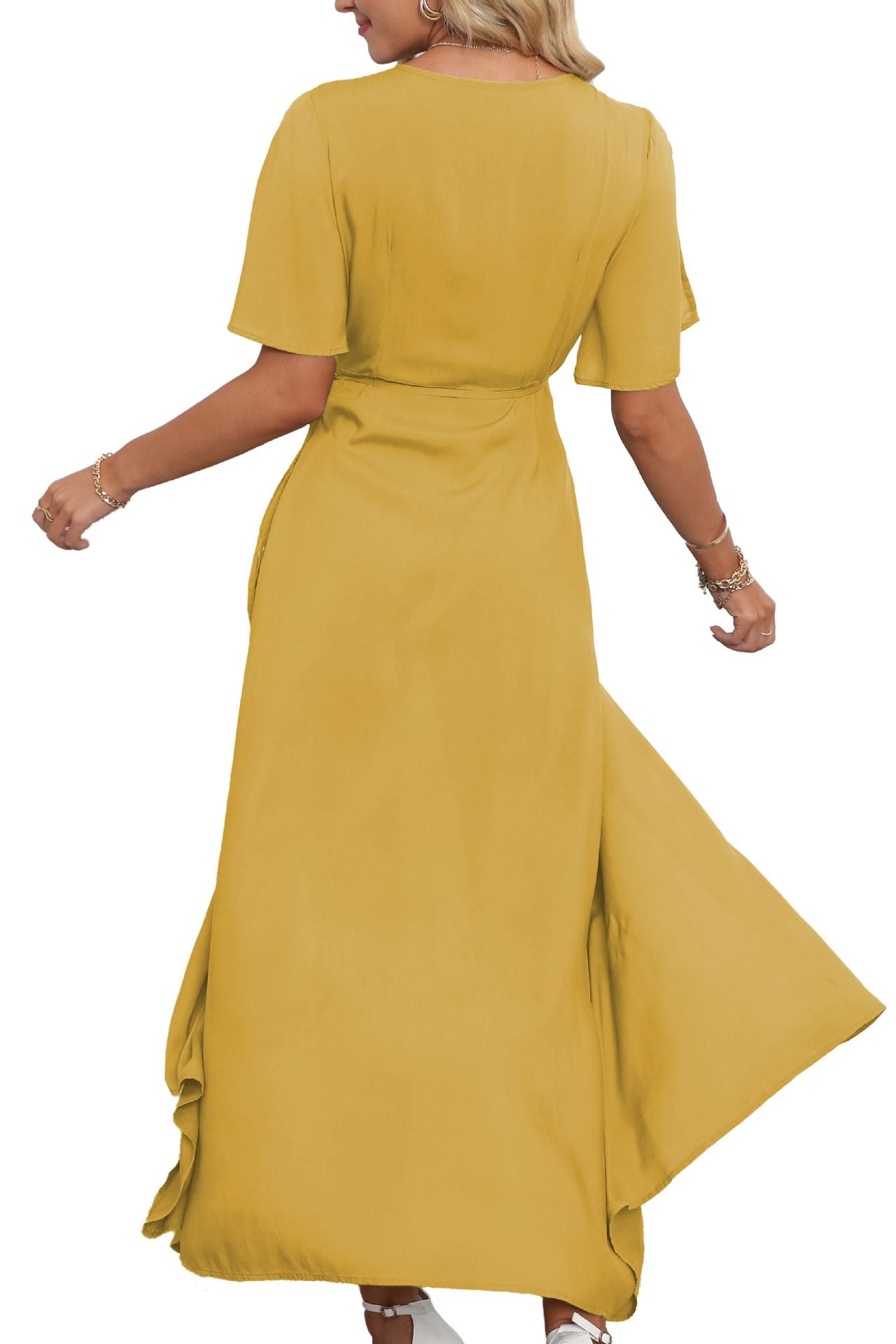 Maxikleid mit V-Ausschnitt und Schlitz