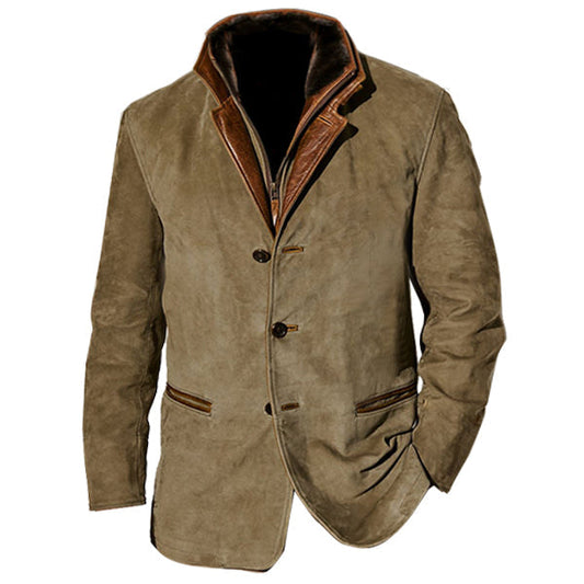 Herren Vintage Carlsbad Blazer aus Kalbsleder mit Merino-Lammfellkragen
