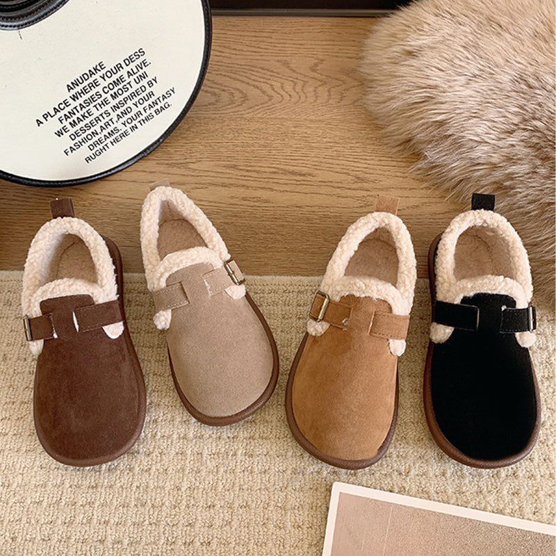 Damen Plüsch-Slipper mit runder Zehenpartie