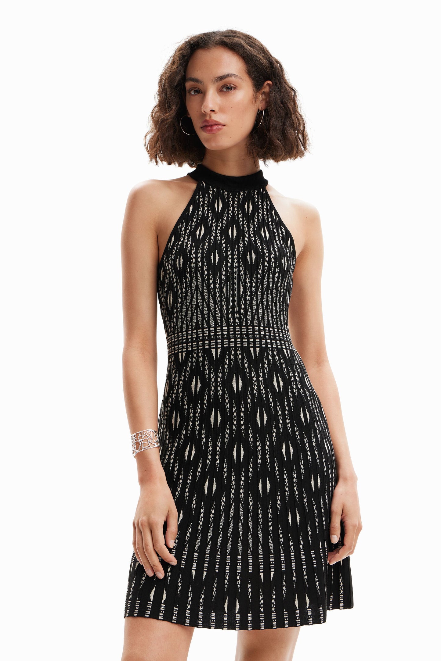 Short geometric knit dress