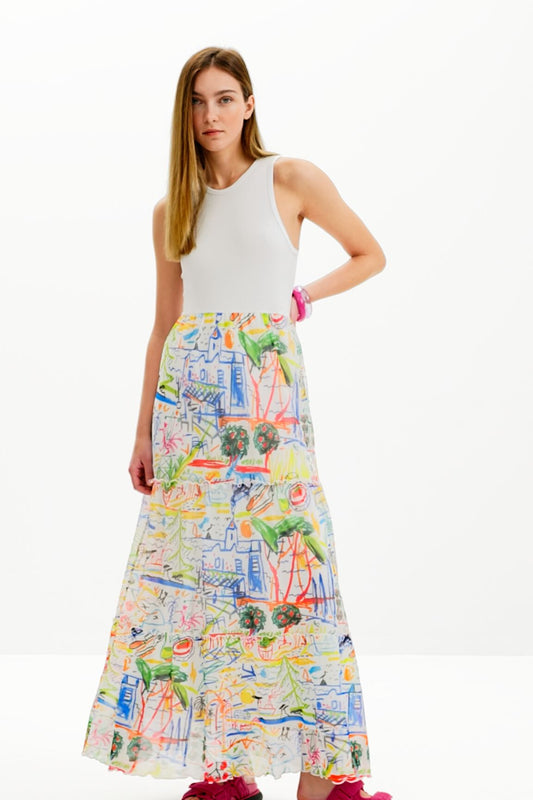 Long combination tulle dress
