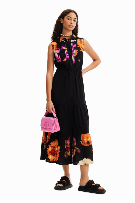 Long floral shirt dress