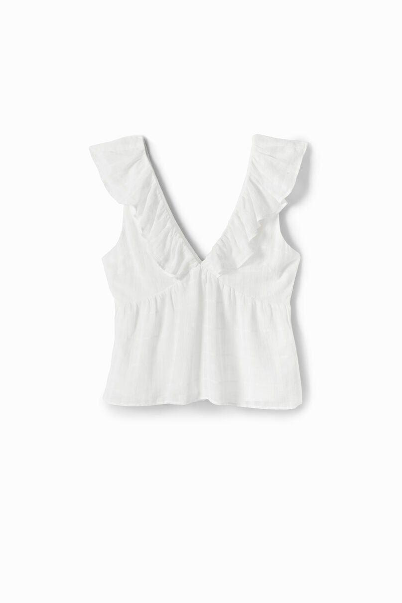 Textured ruffle blouse