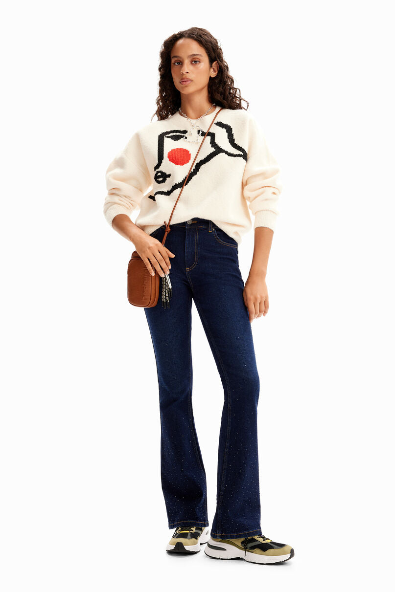 Rhinestone flare jeans