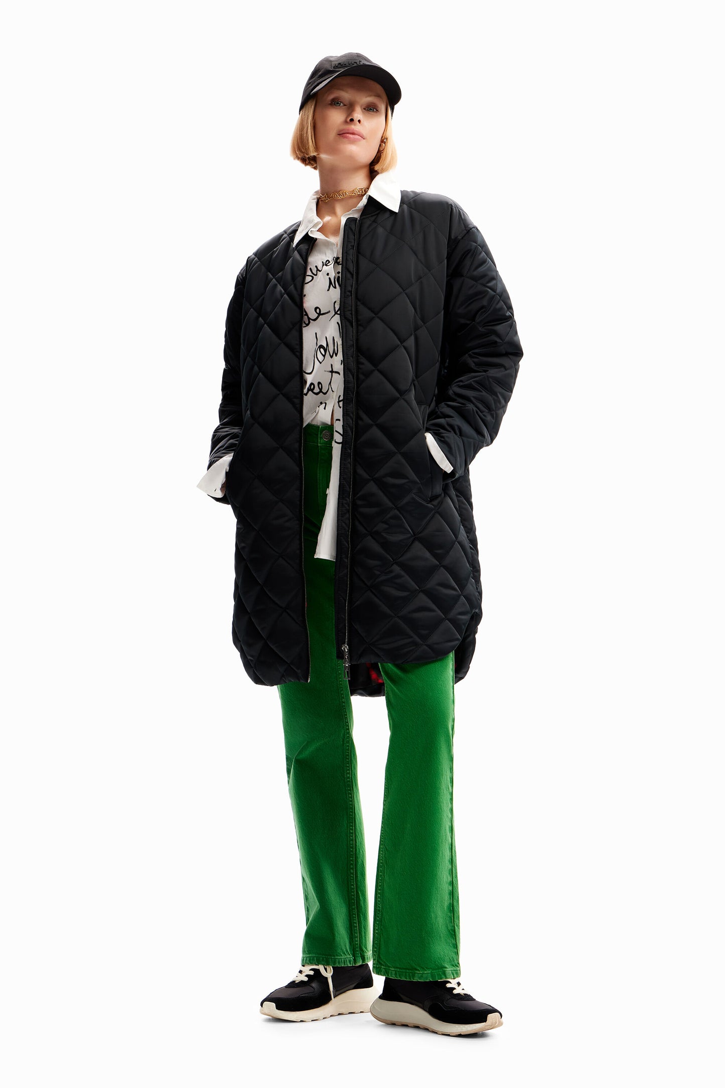 Long padded bomber jacket
