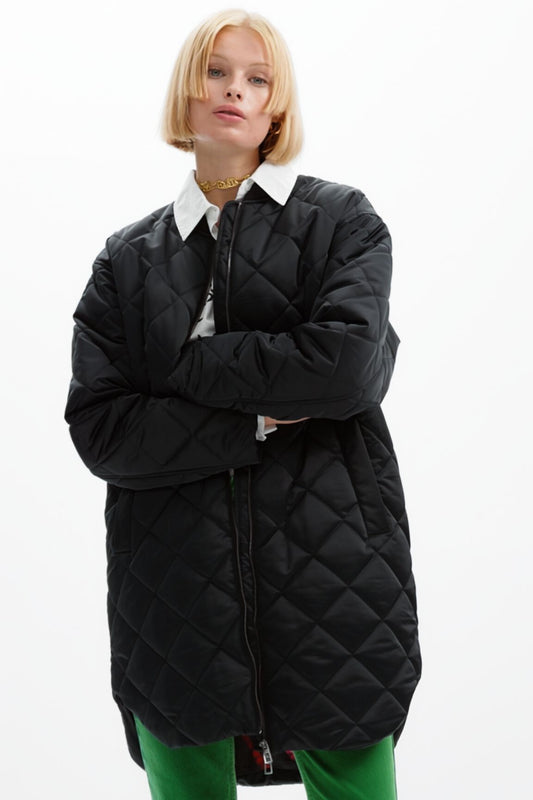 Long padded bomber jacket