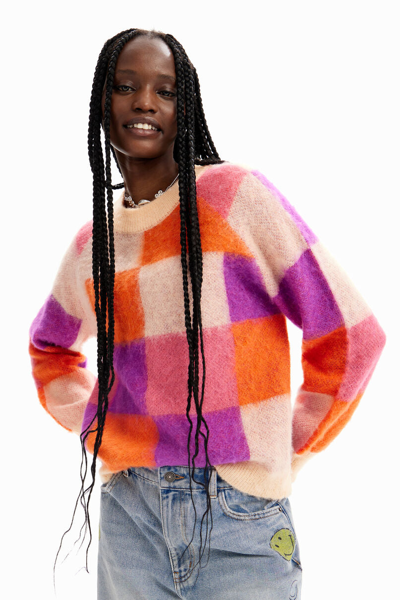 Check jacquard pullover