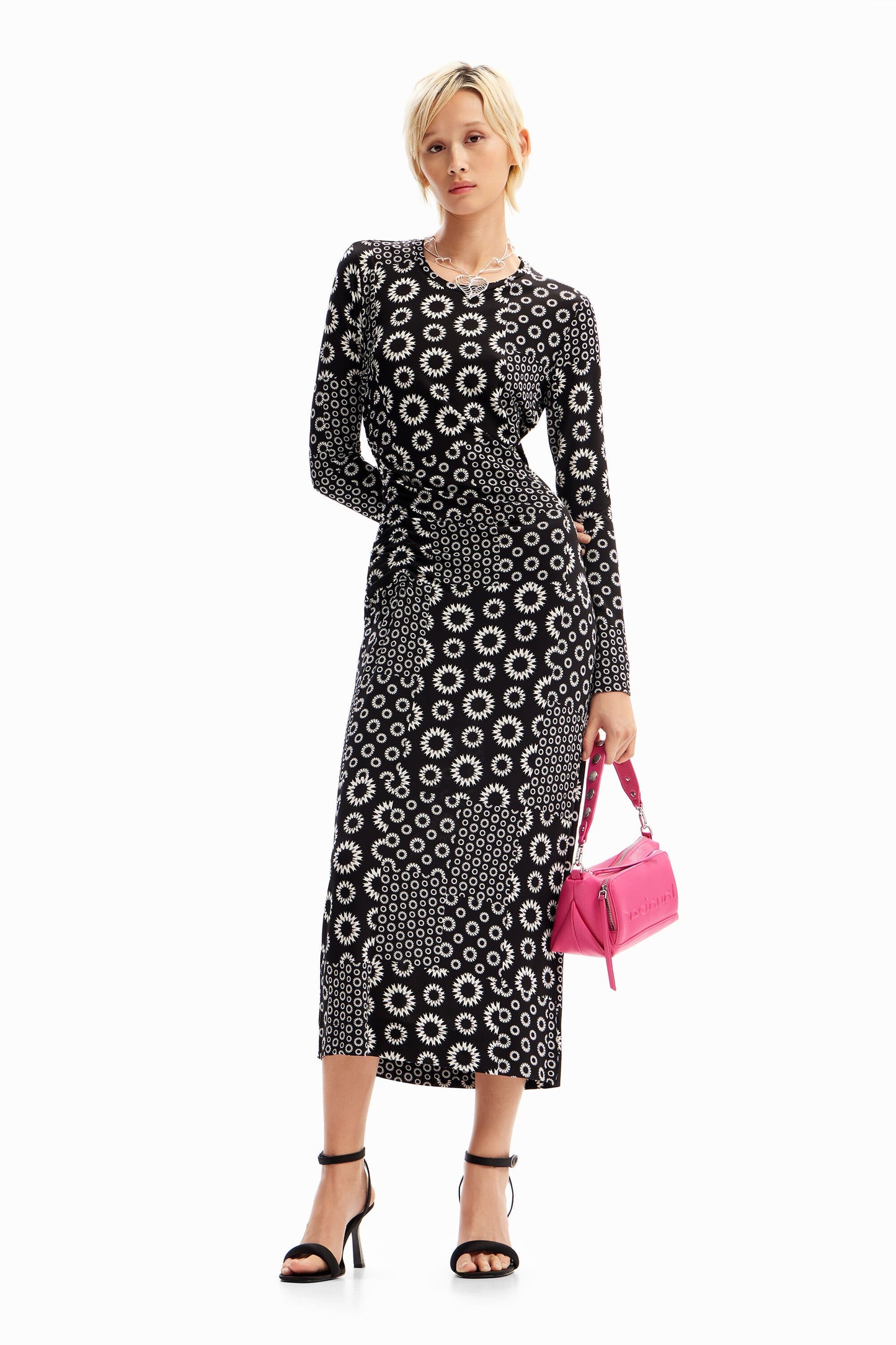 Slim patchwork midi dress