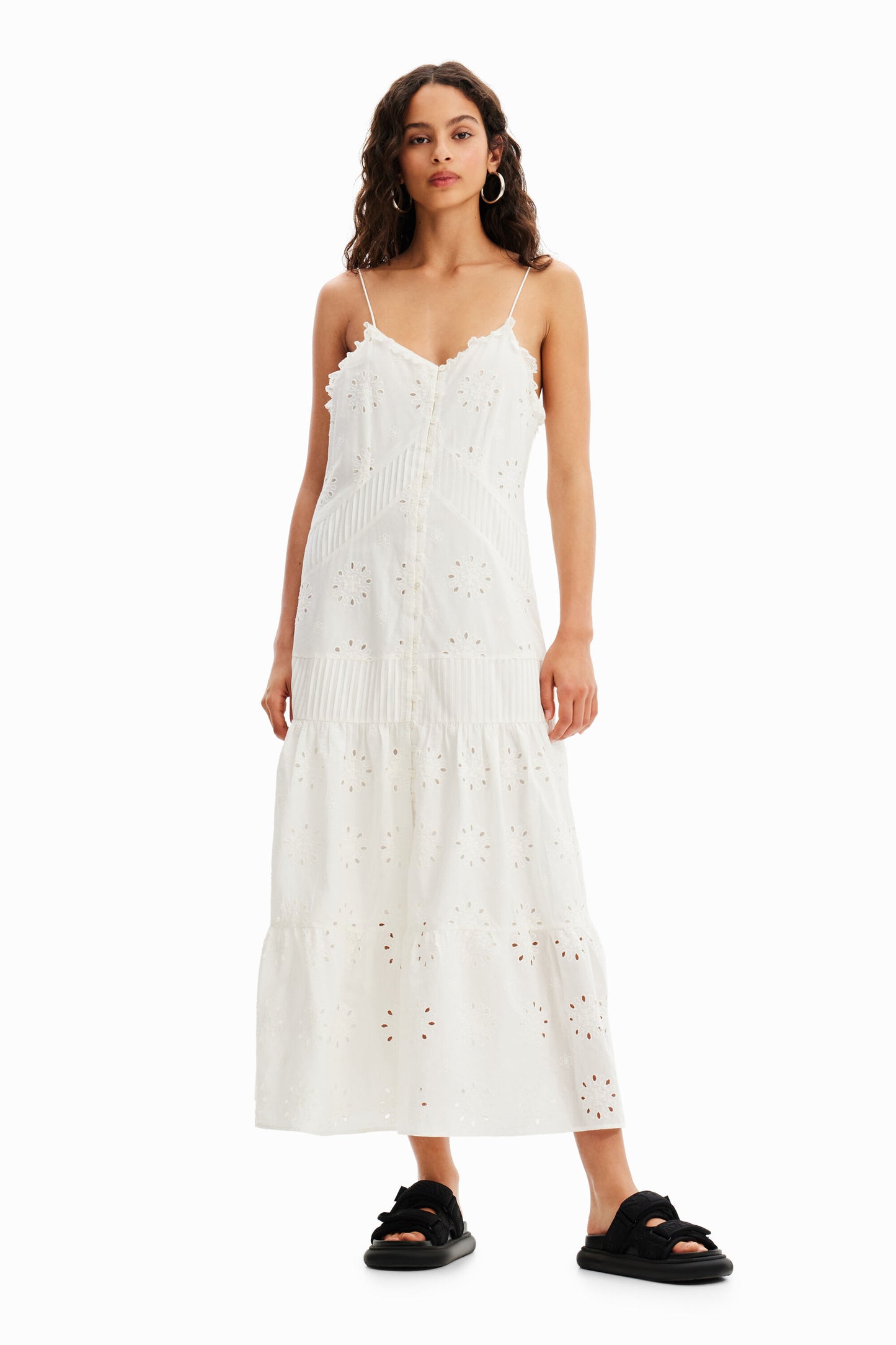 Swiss embroidery midi dress