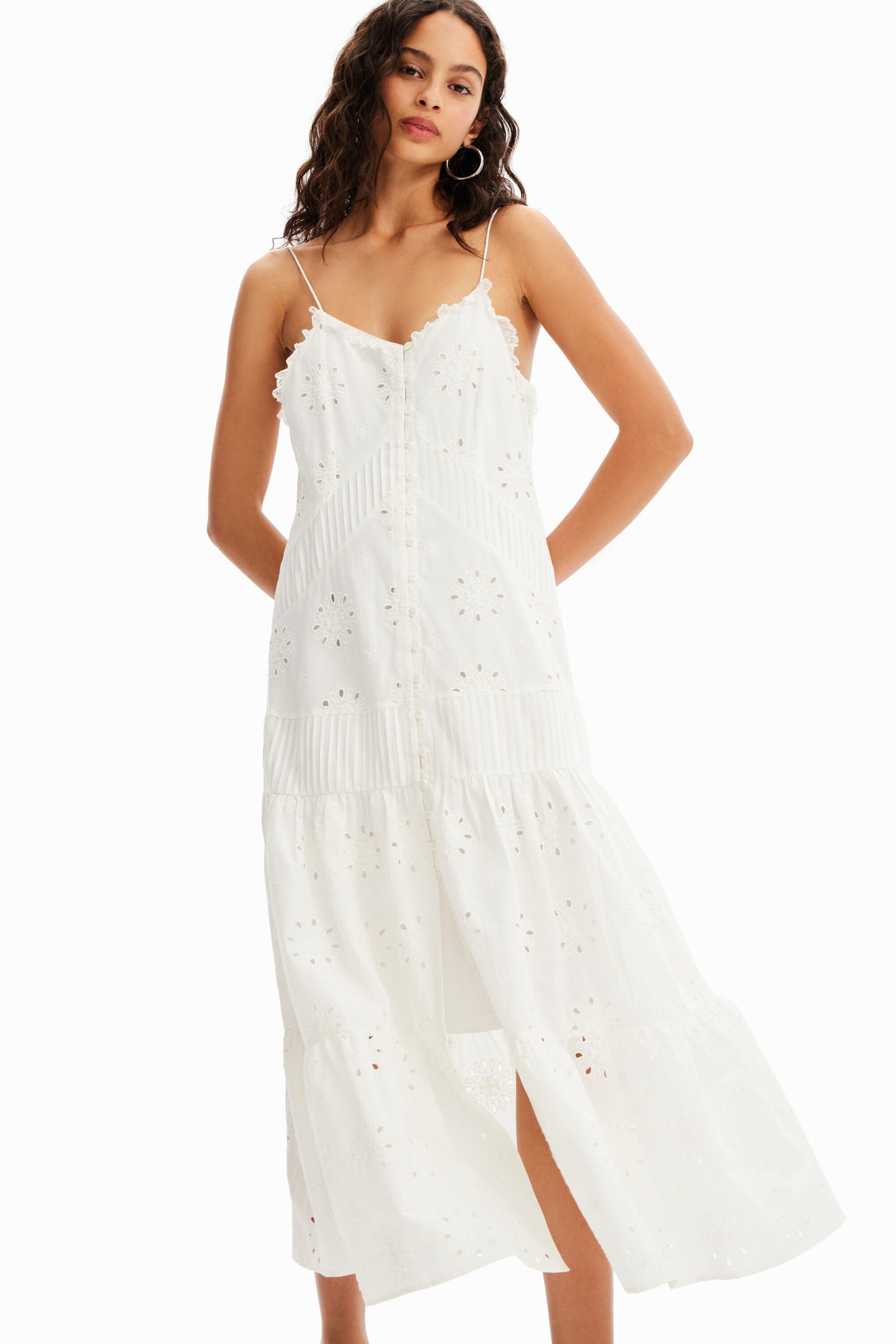 Swiss embroidery midi dress