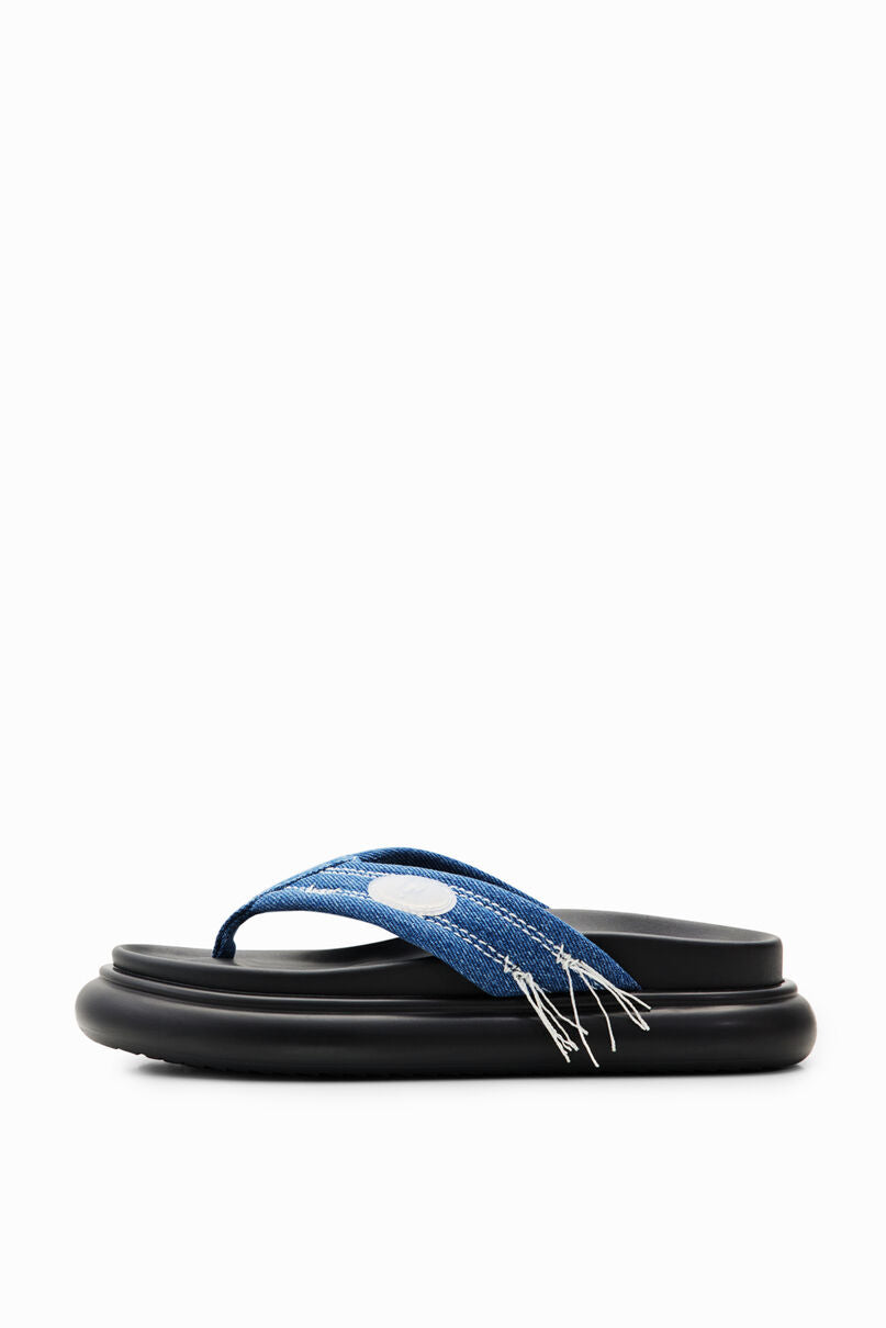 Denim toe post sandals