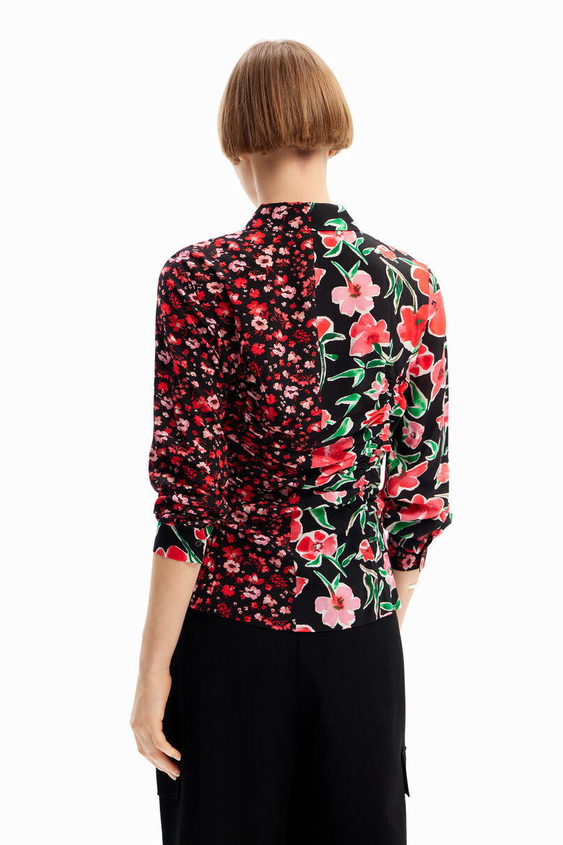 Floral gathered shirt