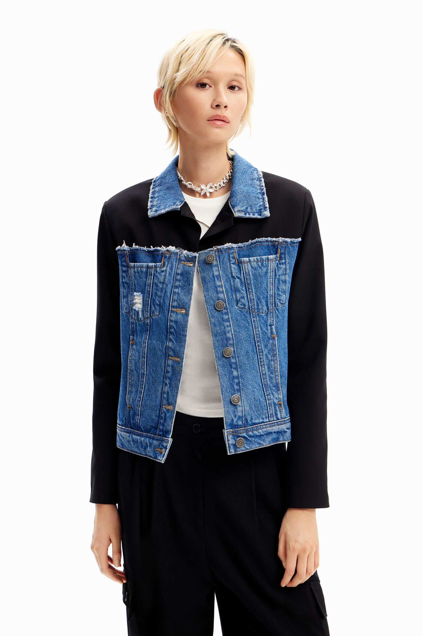 Hybrid trucker jacket