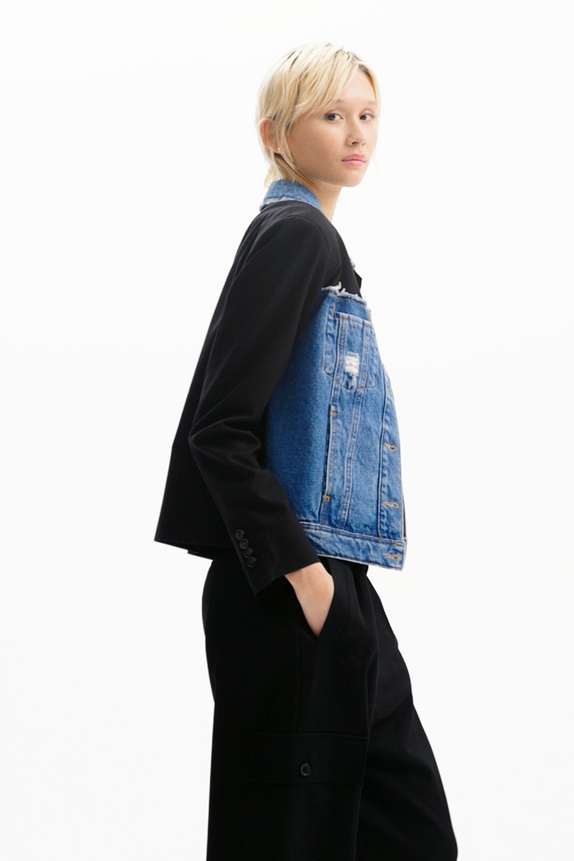 Hybrid trucker jacket