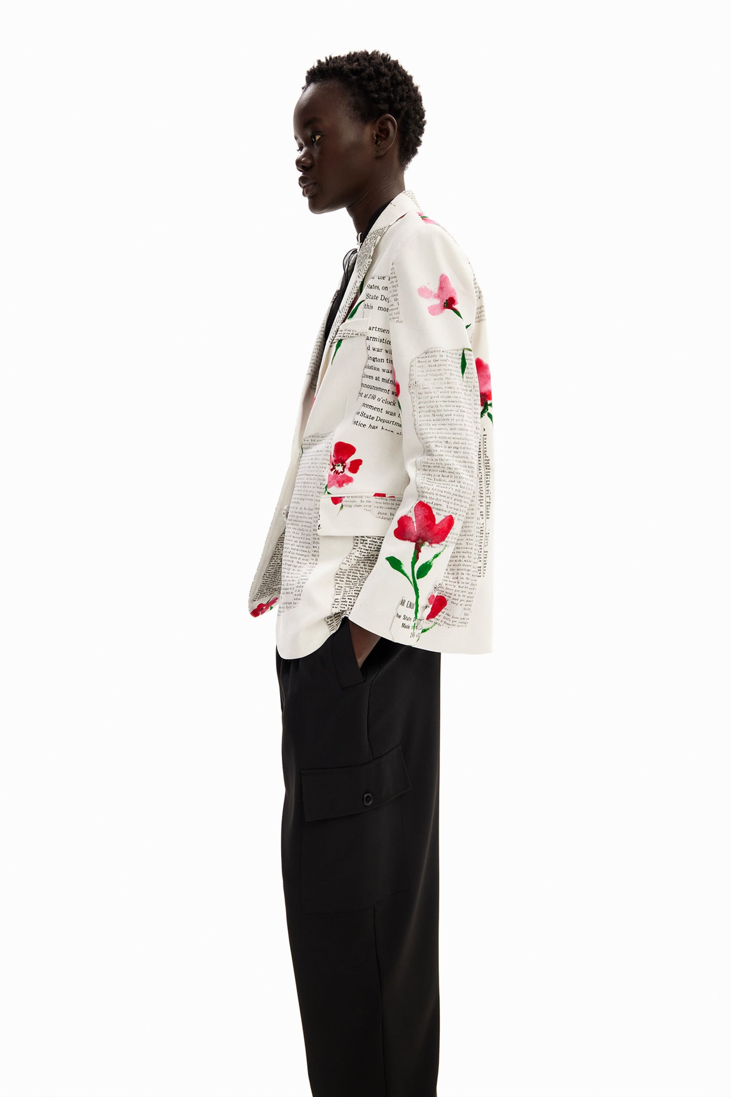Straight floral text blazer