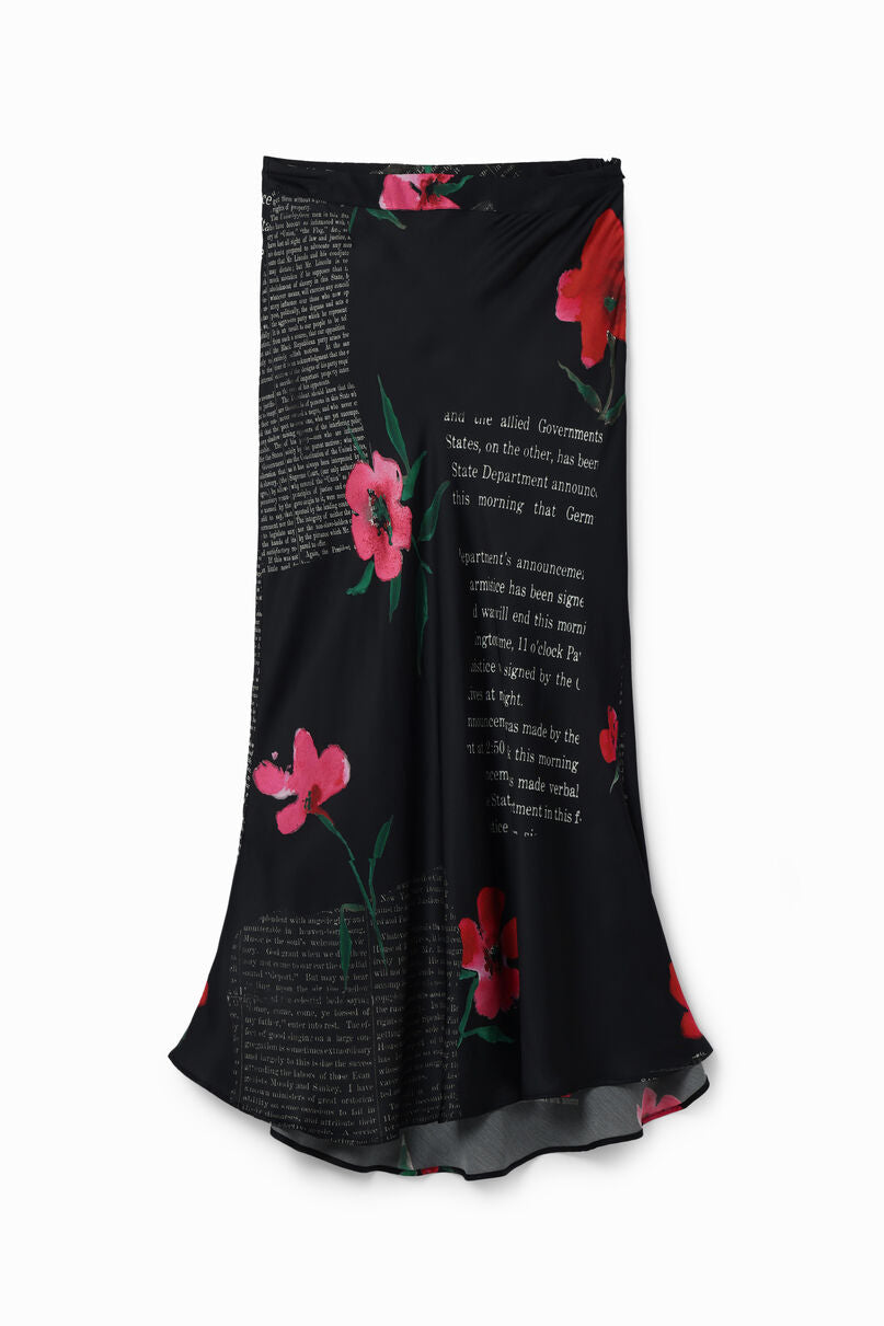 Text slip midi skirt