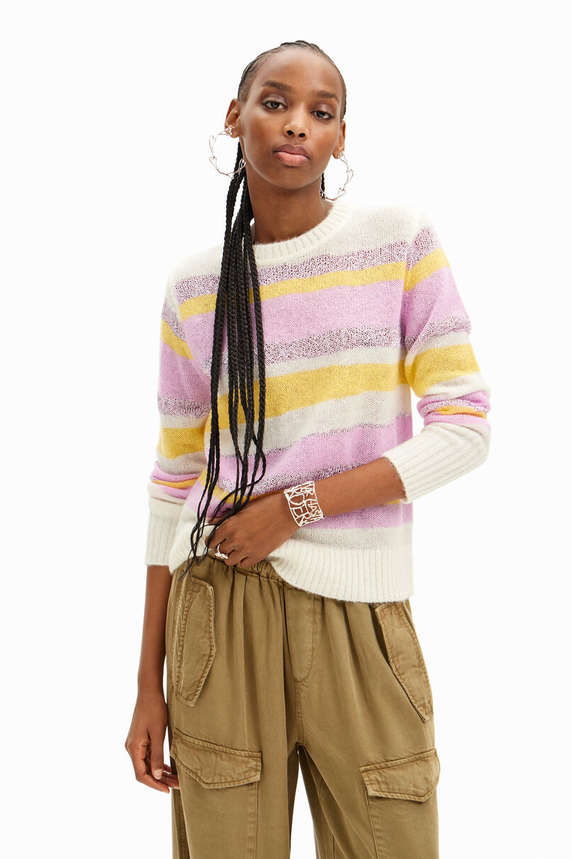 Striped knit pullover